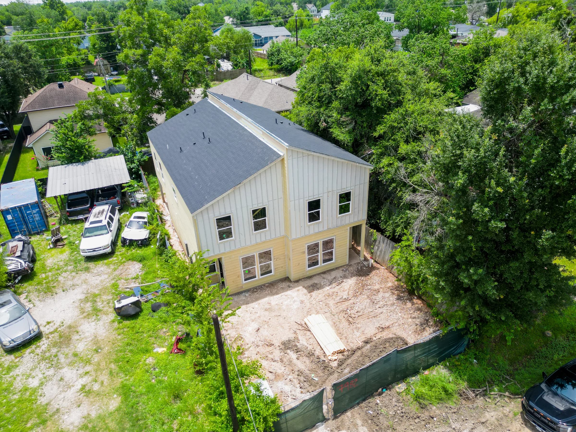 Aerial of the duplex and lot