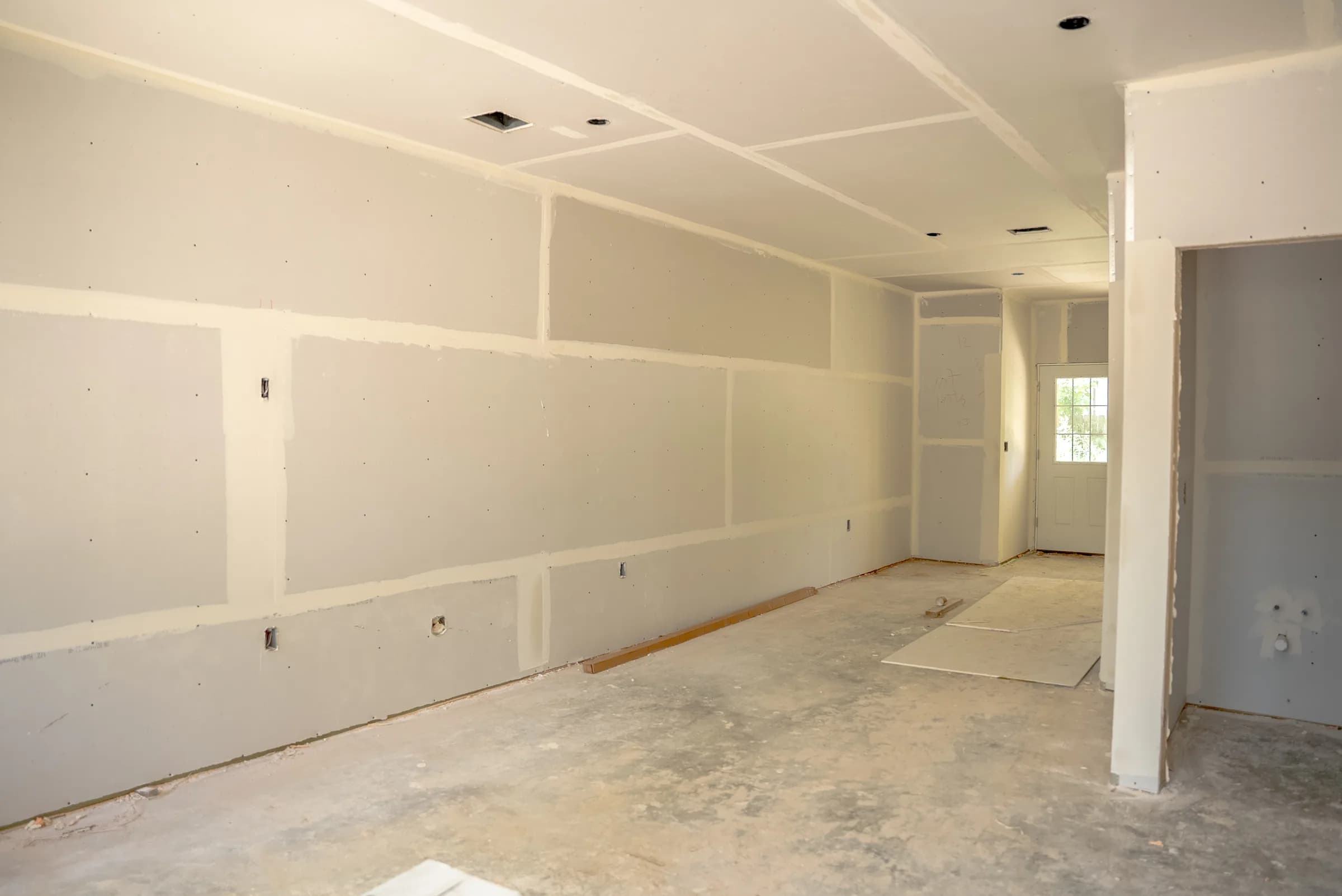 Living area with drywall installed