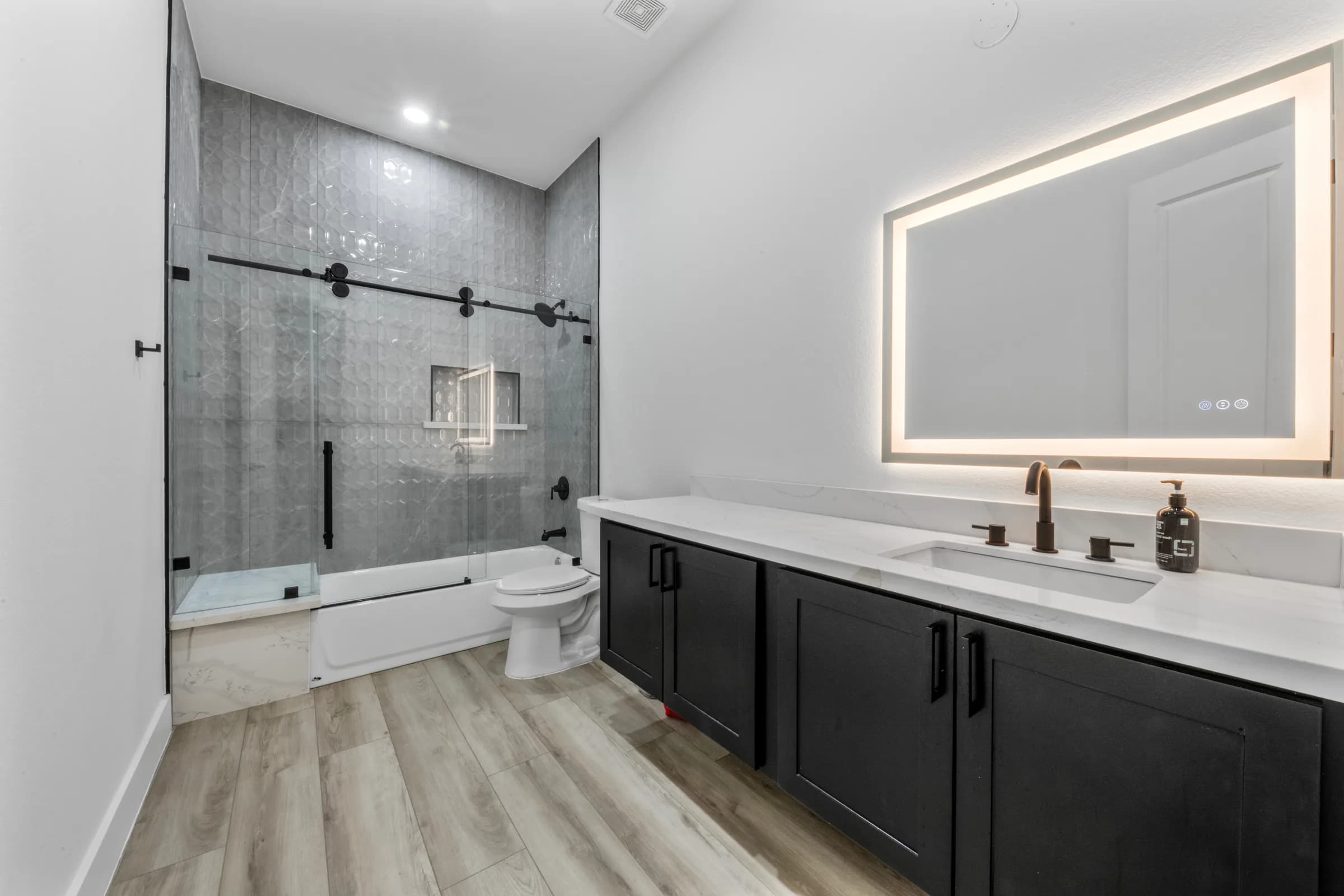 Full bath with tub and shower