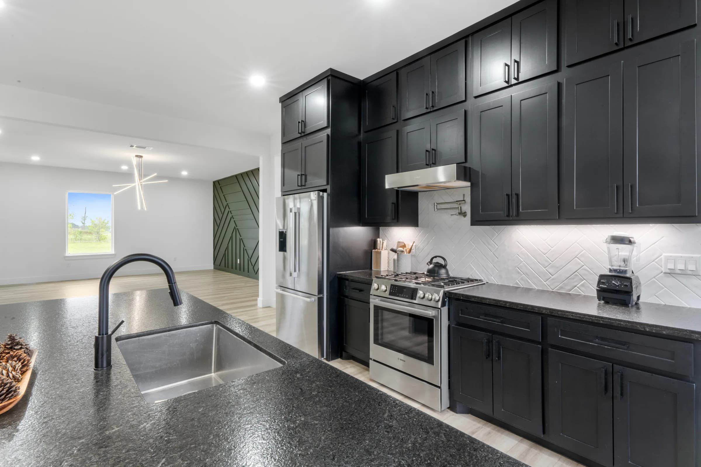 Gas range and prep area