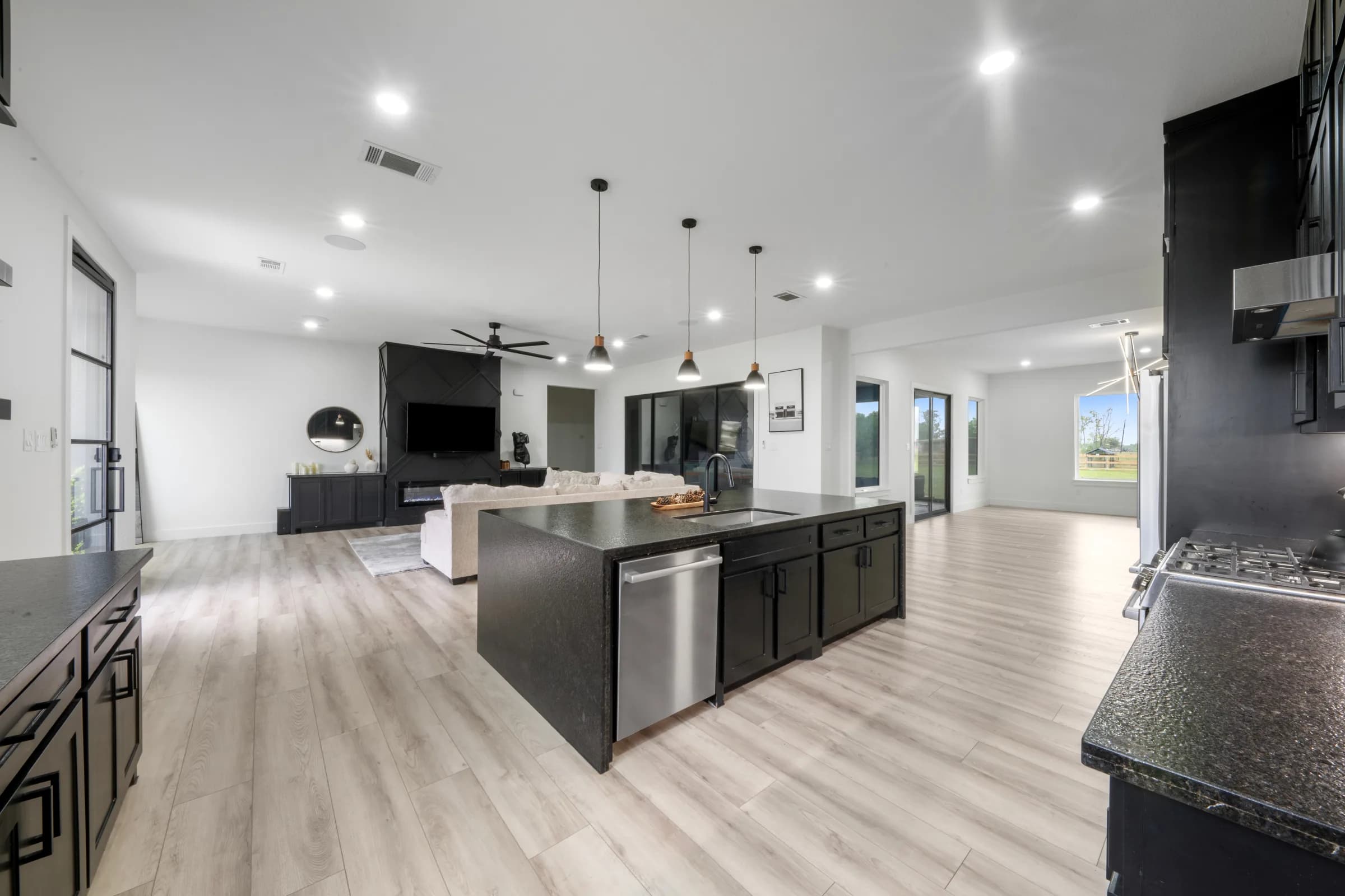 Kitchen open to the living room