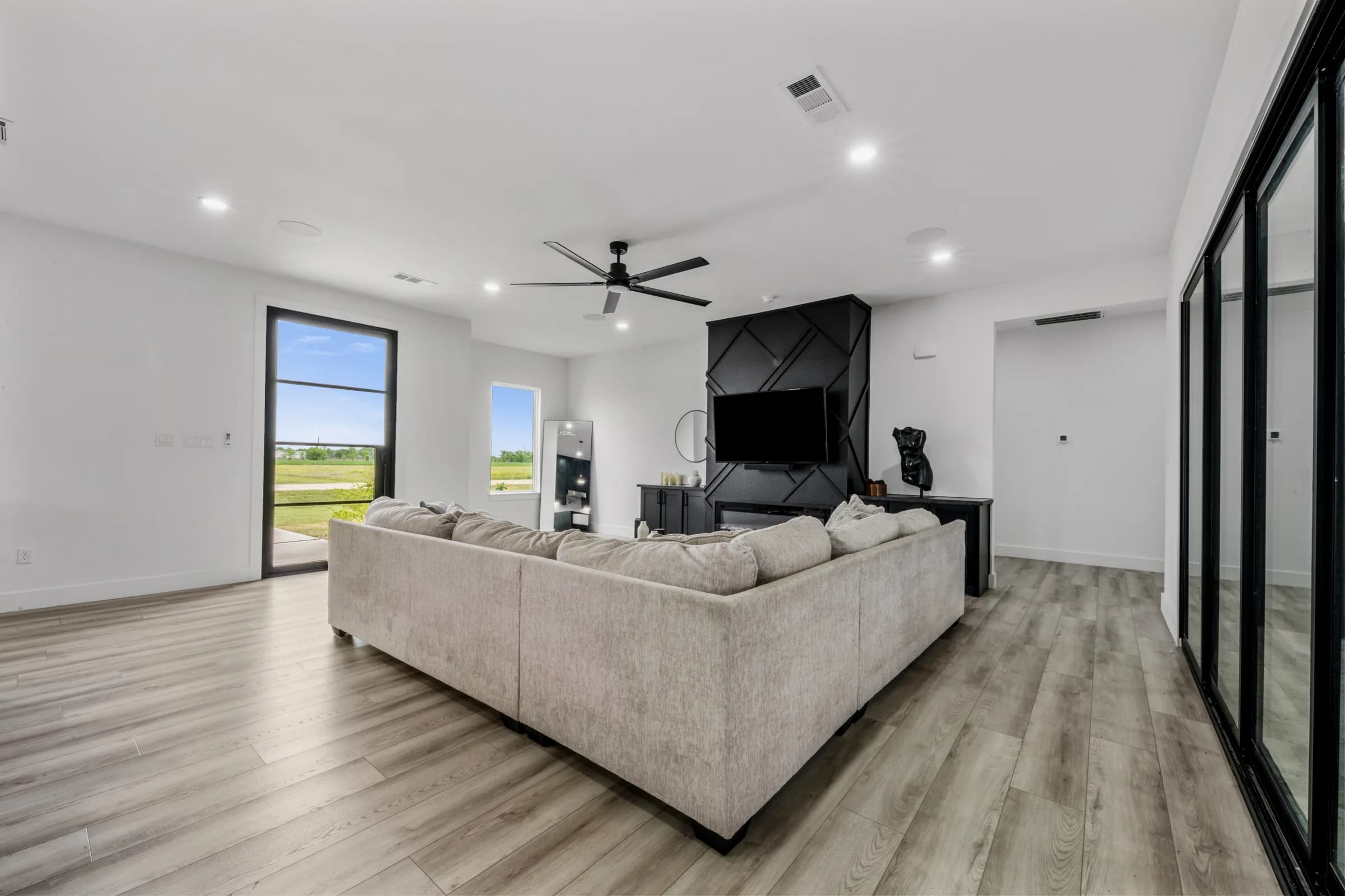 Living room and media wall