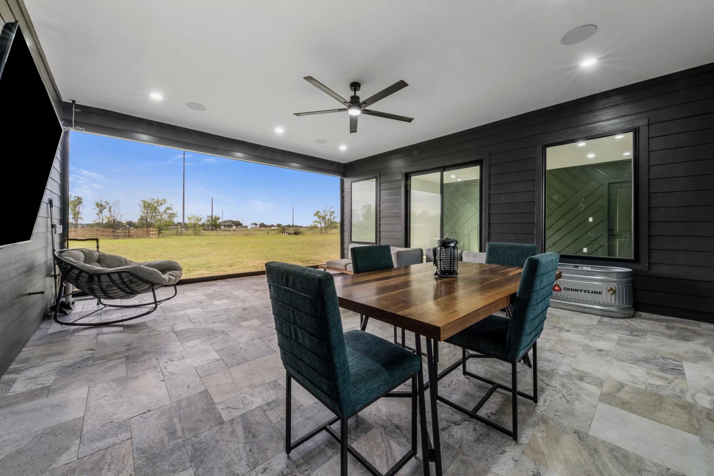 Covered patio dining area